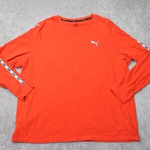 Puma Shirt Mens 3XL XXXL Orange Tape Logo Cotton Long Sleeve Pullover
